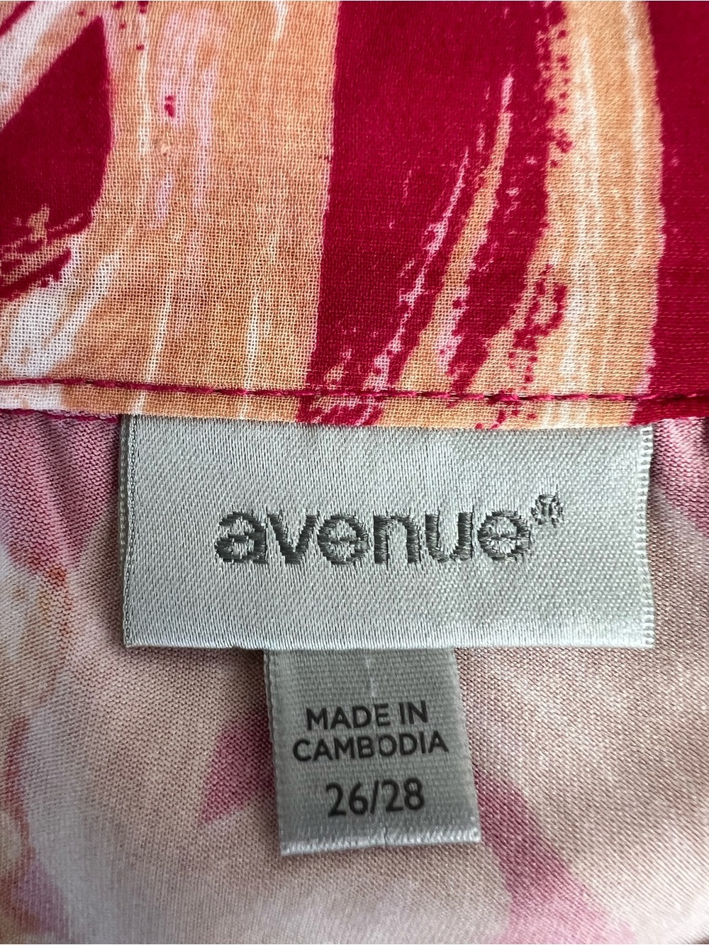 Avenue Plus Size 26/28 Asymmetrical Overlay Maxi Dress Pink Abstract Artsy 5X - Picture 7 of 8